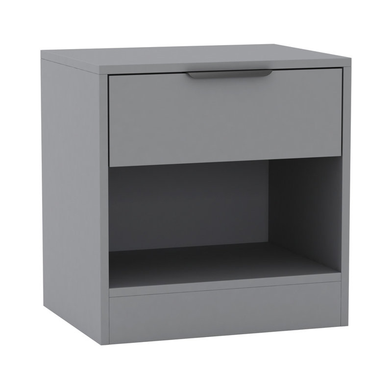 Sydonna 45cm W Solid Wood Bedside Table, Grey