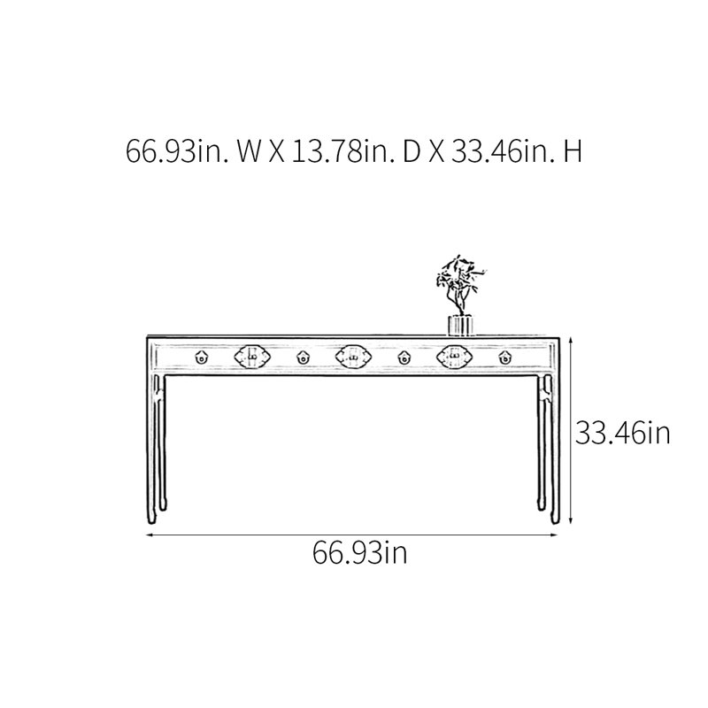 Console rétro classique minimaliste, H 33,46 po x l 66,93 po x P 13,78 po