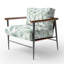Chaise rembourrée Boho - Fauteuil vert avec feuilles Zen-1228942976