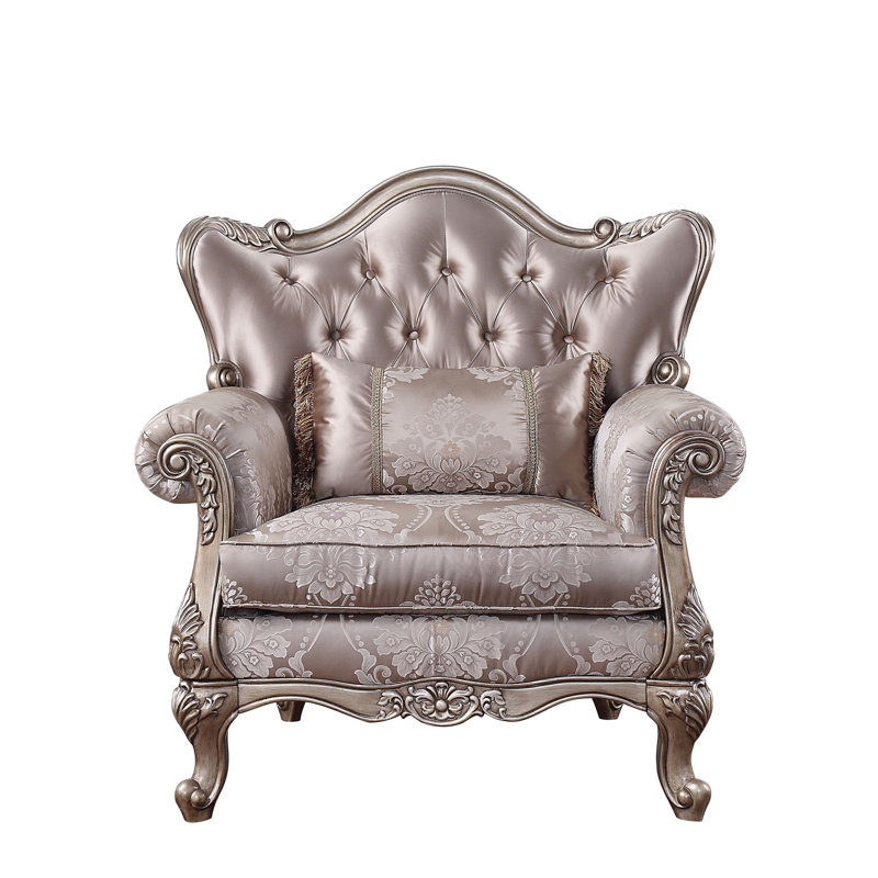 Chaise Jayceon en tissu et finition champagne avec coussin