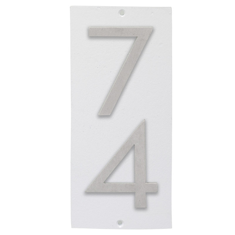 Plaque d’adresse murale sur 1 ligne flottante, Blanc, Aluminium brossé, Oui