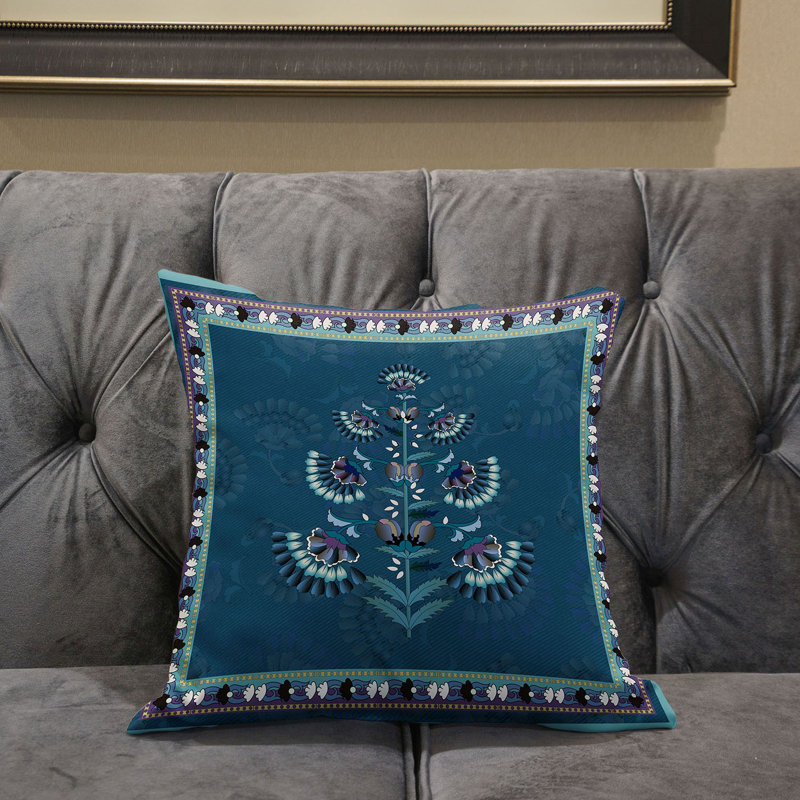 Housse et insert de coussin décoratif en polyester, 16 po x 16 po, Bleu-vert