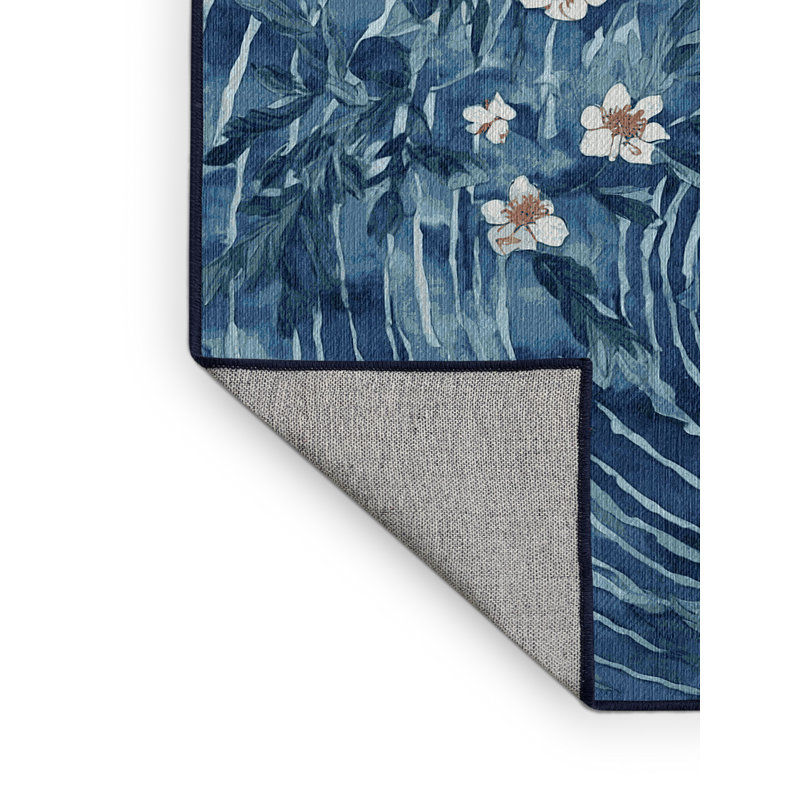 Machine Washable Blue Area Rug, Rectangle 8' x 10'