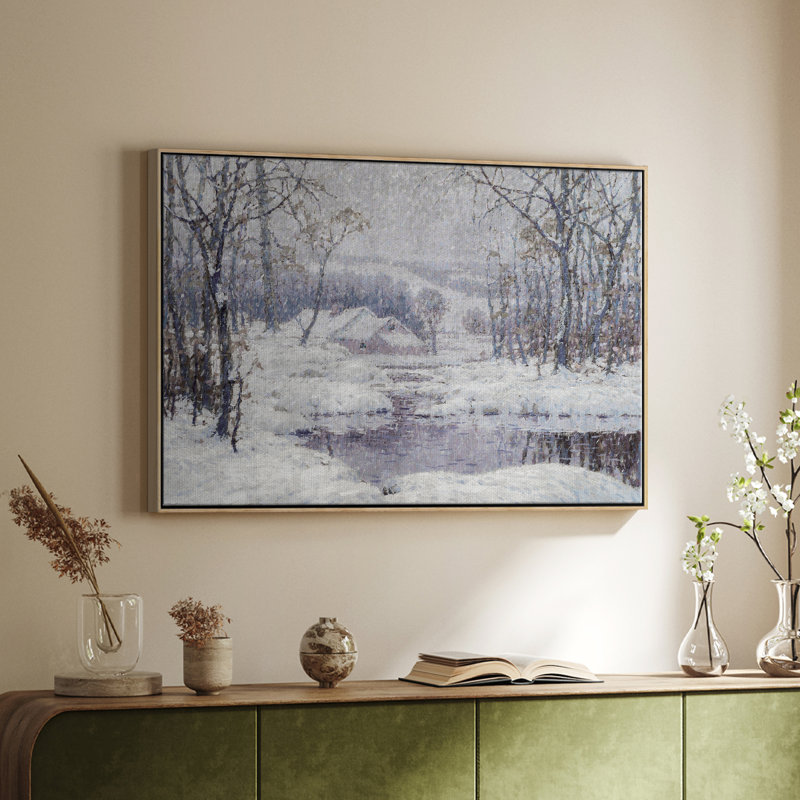 Paysage rétro -DCCLxxxix, Toile naturelle avec cadre flottant, H 41 po x l 27 po x P 2 po