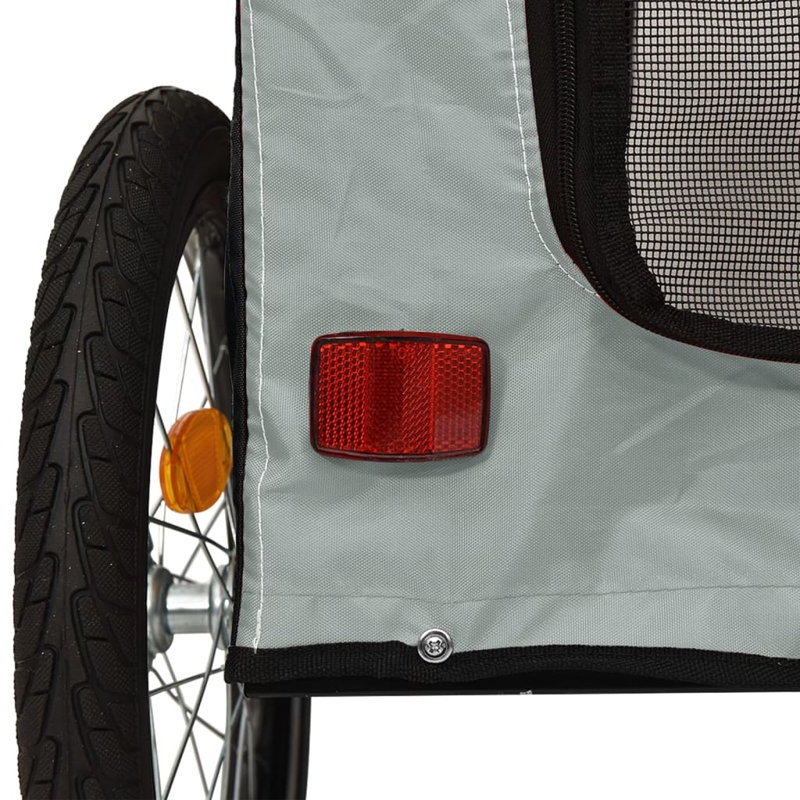 Vidaxl Pet Bike Trailer Grey And Black Oxford Fabric, Iron, PVC Small