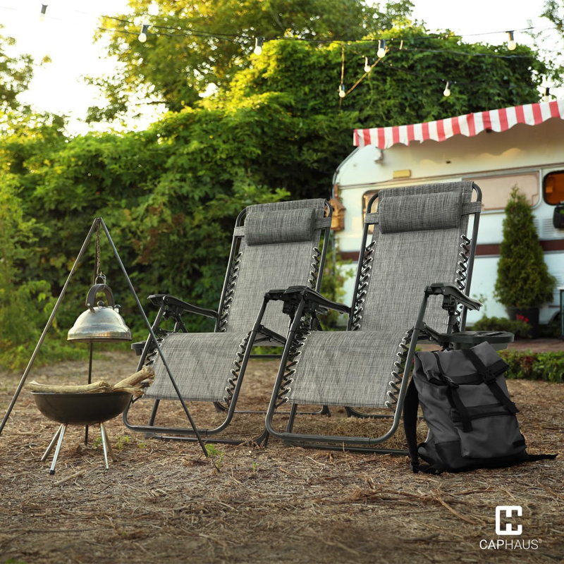 Ensemble de 2 chaises zéro gravité CAPDAUS, chaise longue avec plateau latéral, capacité de poids de 300 lb, plusieurs couleurs