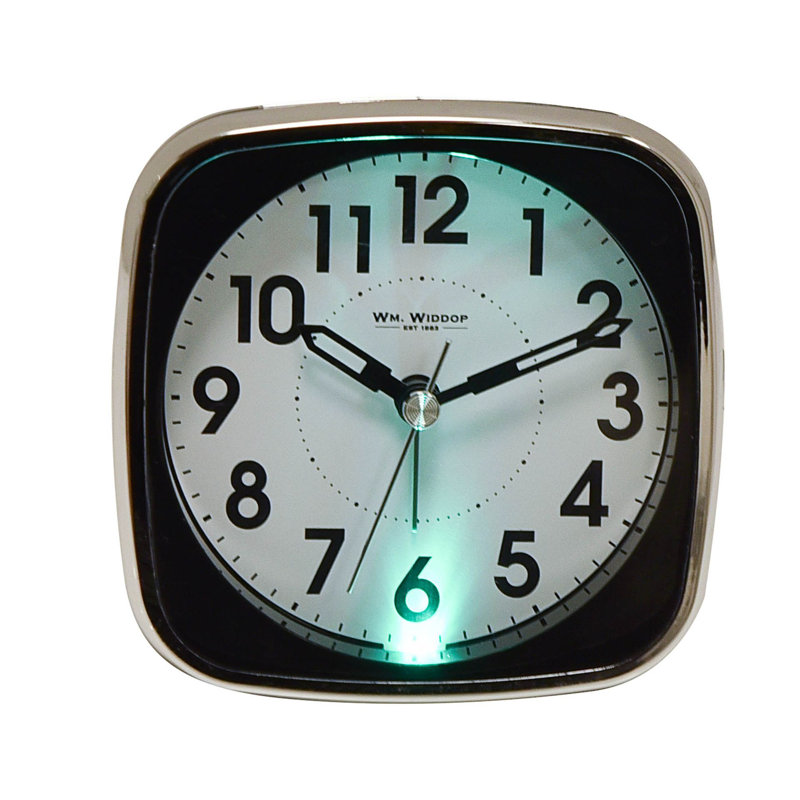 Analogue Quartz Movement / Crystal Alarm Tabletop Clock, Black