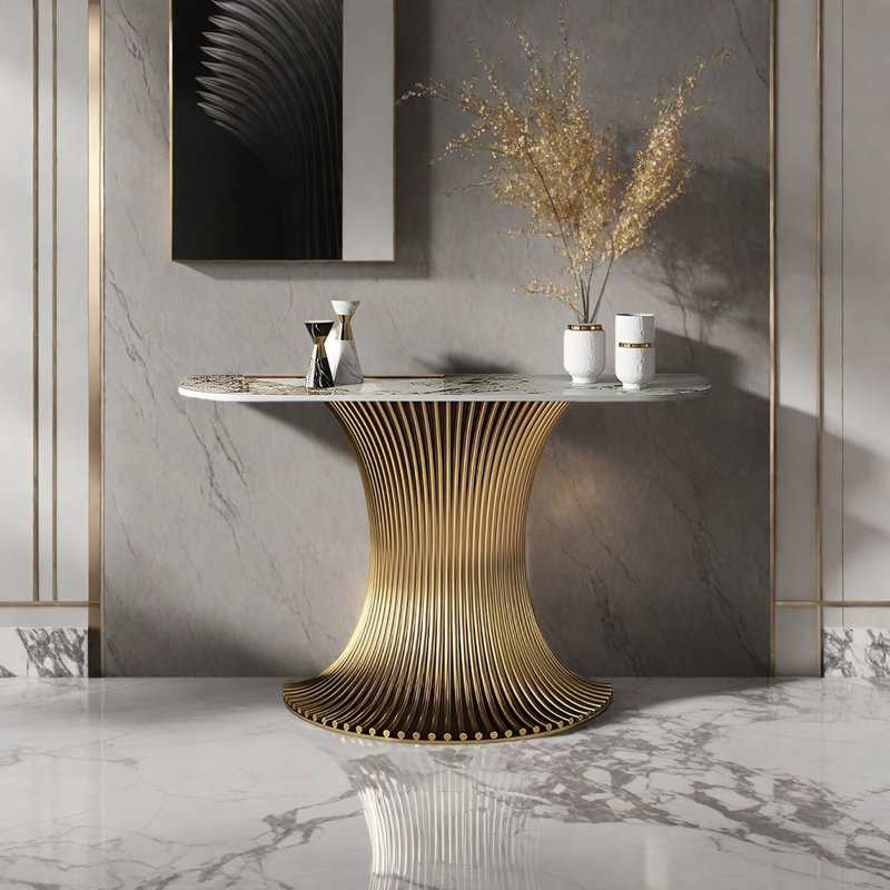 Console Modern Luxury Art, H 33,46 po x l 47,24 po x P 15,75 po, Argent argent