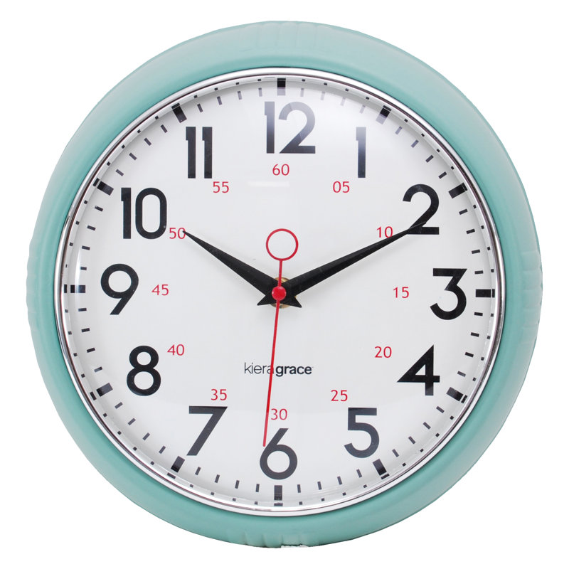 Retro Mint Green 10-Inch Plastic Wall Clock