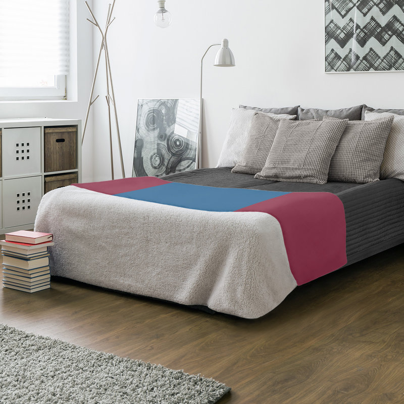 Quilted Throw Blanket, 30" x 40", Burgundy/Blue/Burgundy, Mink Touch