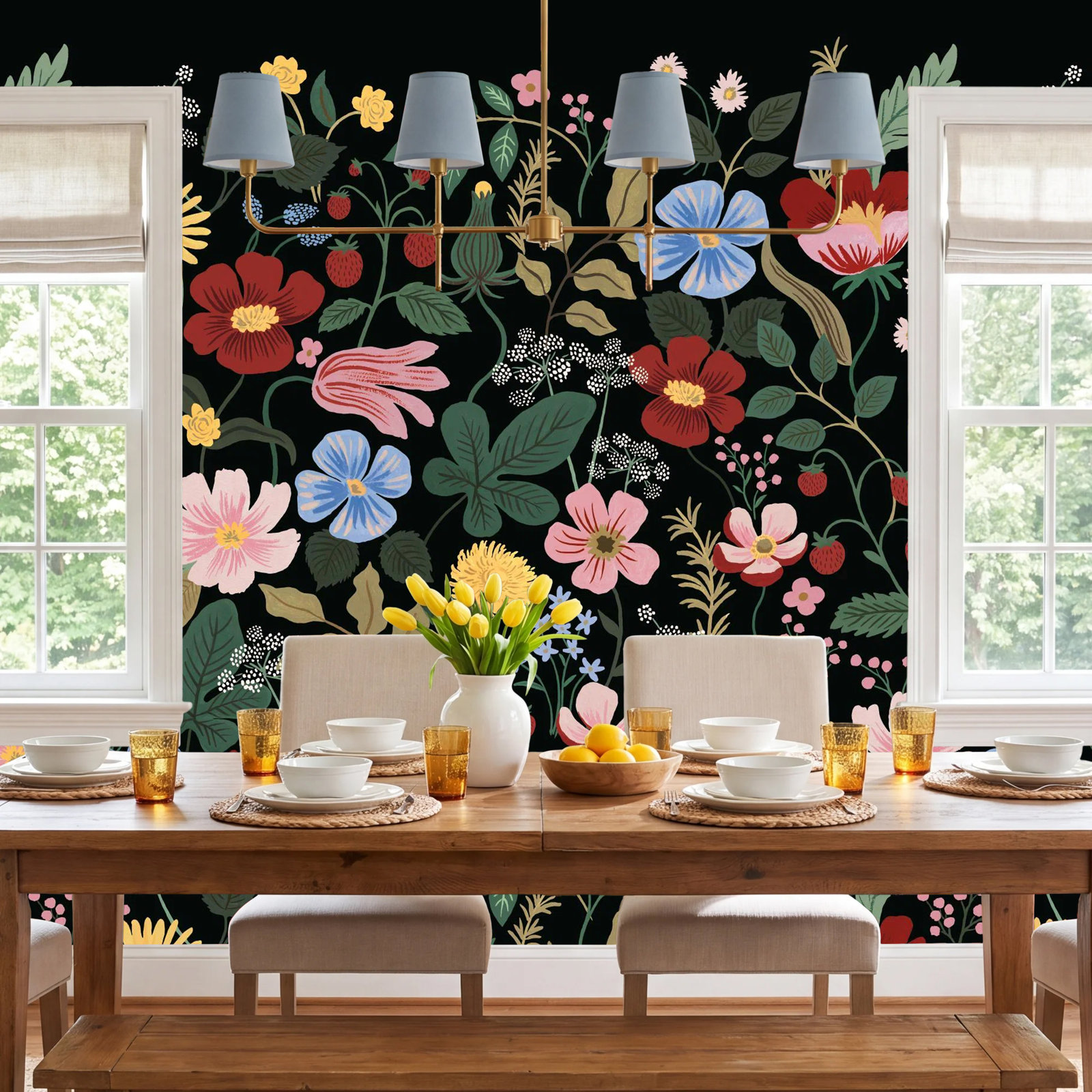Strawberry Fields Wall Mural, Black