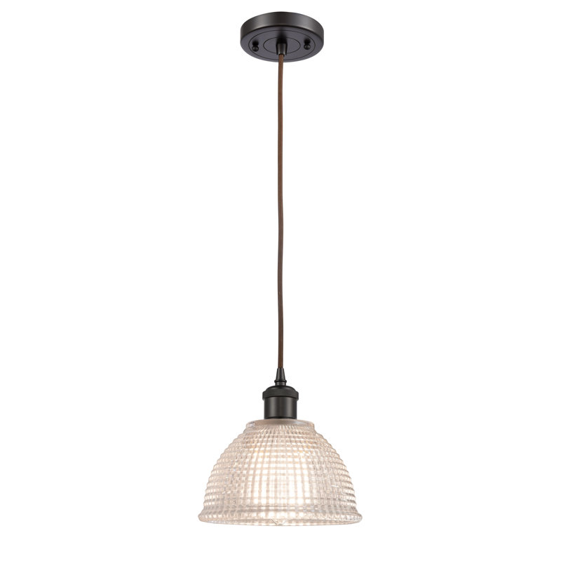 Luminaire suspendu en forme de cloche à 1 lumière Efrain, Bronze huilé, Ampoule non incluse