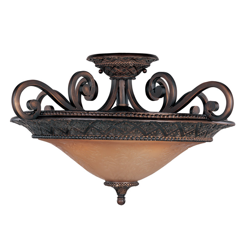 Hopson Glass Semi Flush Mount, Screen Amber