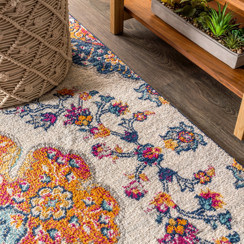 Lathan Bohemian FLAIR Boho Vintage Medallion Blue/Multi Rug, Square 7'