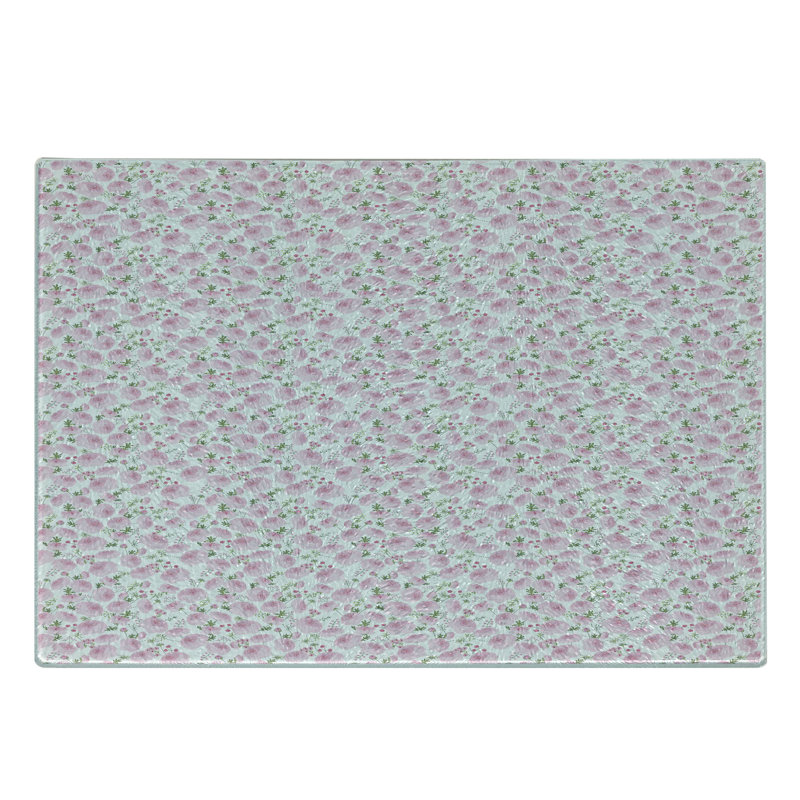Planche à découper en verre trempé à motif floral Ambesonne