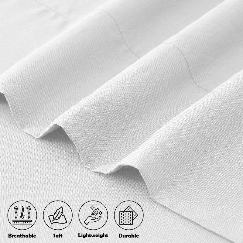 Luxury 4-Piece Rayon from Bamboo Sheet Set, White, Queen