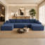 Canapé modulaire en forme de U 126 po avec méridienne, porte-gobelets et poches latérales Cloud - canapé modulaire en velours côtelé moderne, sans assemblage (bleu)-130488885-130488886