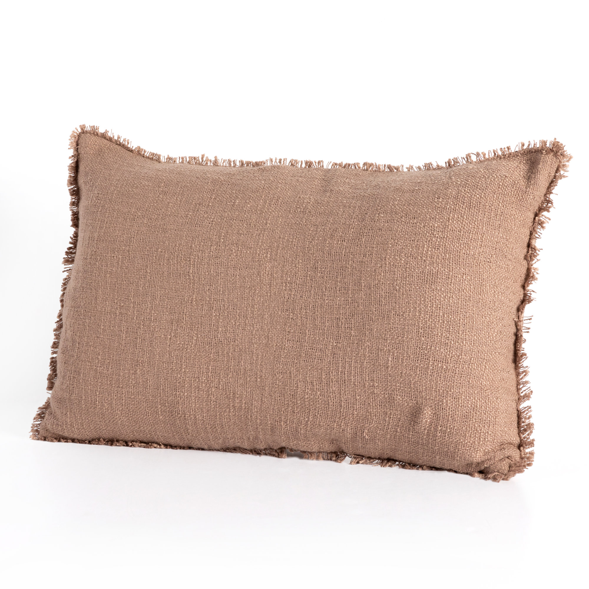 Tarbett Fringed Indoor/Outdoor Throw Pillow, Natural Cream, Rectangular