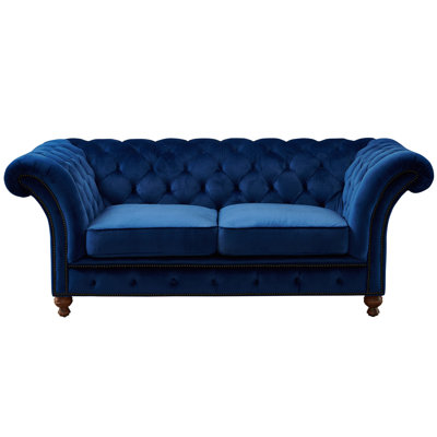 Jarique 78" Velvet Rolled Arm Chesterfield Loveseat