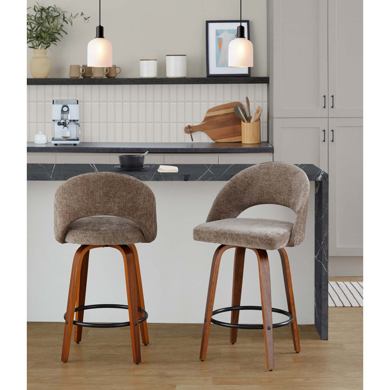 Ensemble de tabourets de bar de style Mid-Century avec comptoir fixe