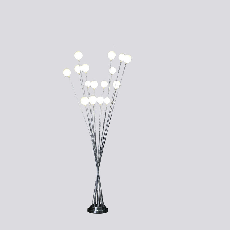 16-Light Acrylic Globe LED Floor Lamp, Silver