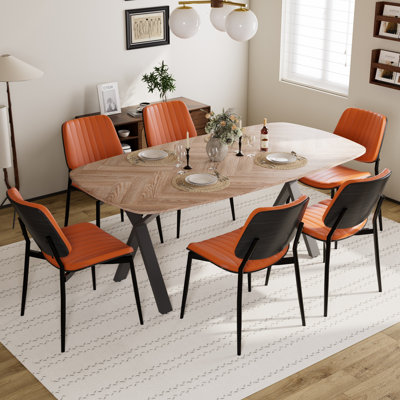 Ensemble de table à manger en bois 7 pièces pour 6 personnes