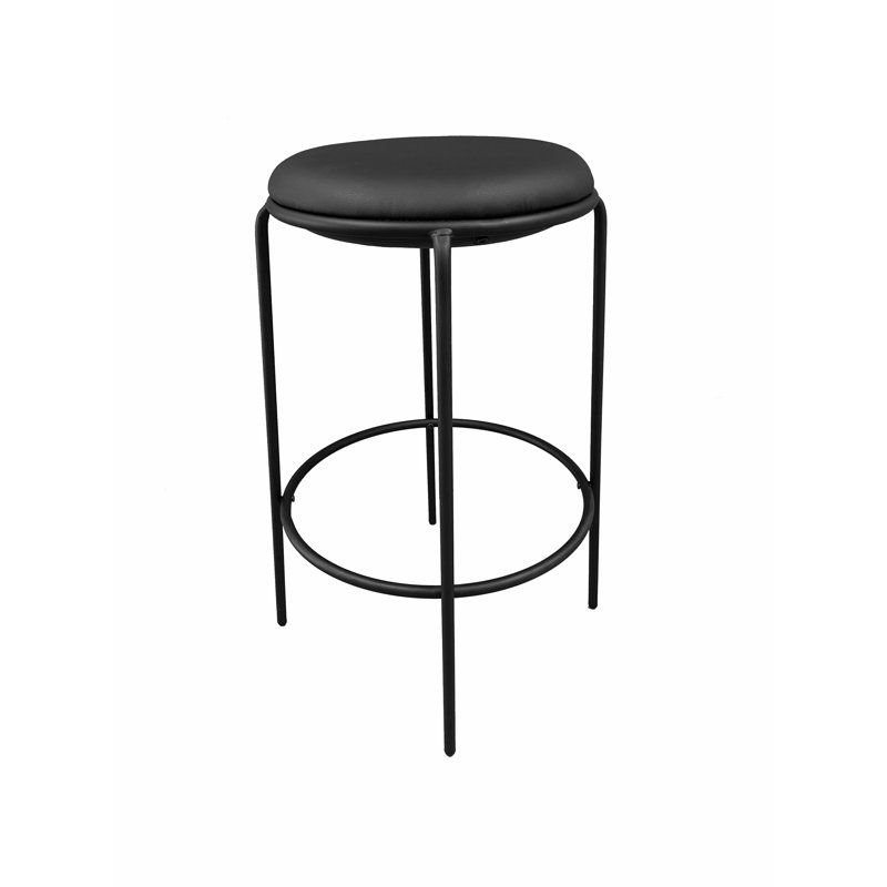 Sly Upholstered Counter Stool with Metal Frame, Black