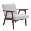 Chaise d'appoint Cathy, coussins en polyester gris, bois d'hévéa brun noyer