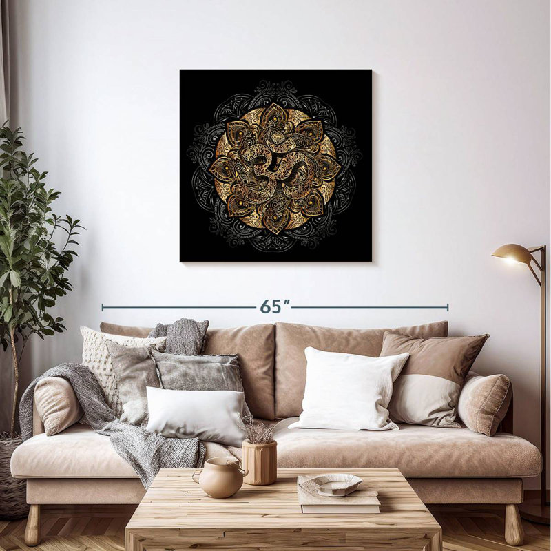 Mandala Kerrick avec symbole Om, H 36 po x l 36 po