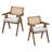 Mid-Century Modern Rectangular Waves Dining Table Set With Rattan Weave Design