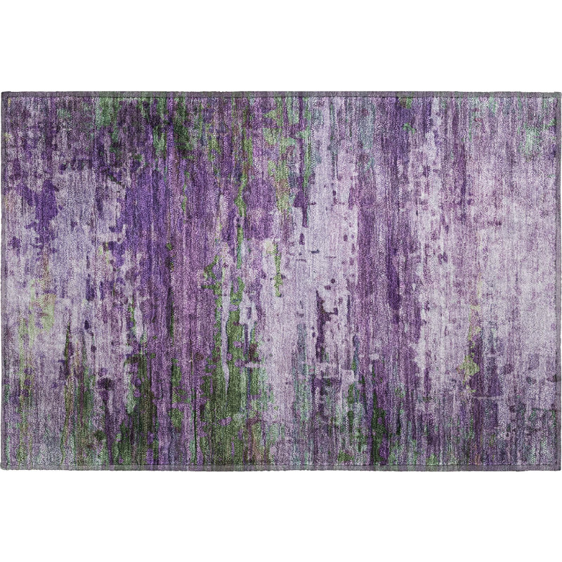 Tapis abstrait lavable à la machine de qualité supérieure Mayfield AMF2035, 1 pi 8 po x 2 pi 6 po, Mauve