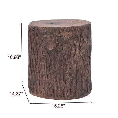 Olsin Outdoor Tree Stump MGO Side Table with Organic Sculptural Texture