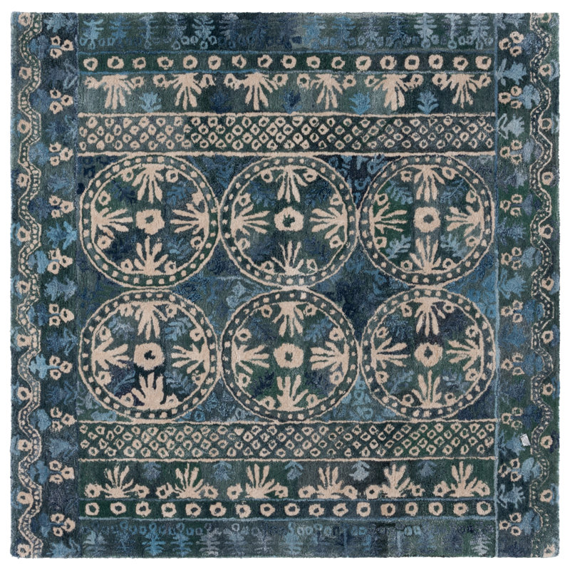 Malvene Hand Tufted Performance Southwestern Rug, Square 6'