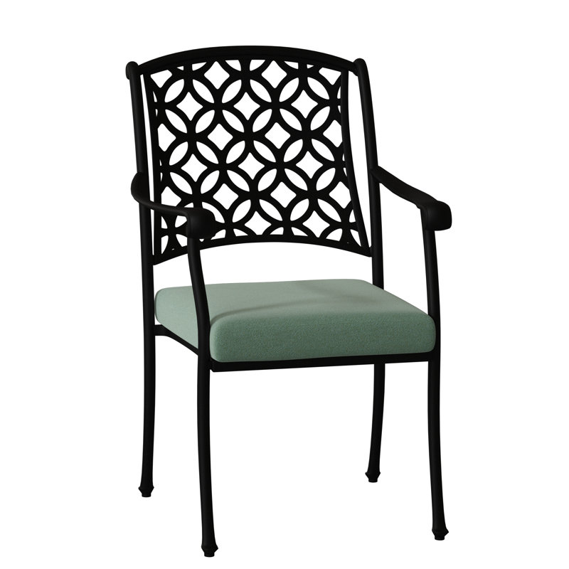 Casa Outdoor Dining Armchair, Spectrum Denim Sunbrella® Plainweave, Textured Black