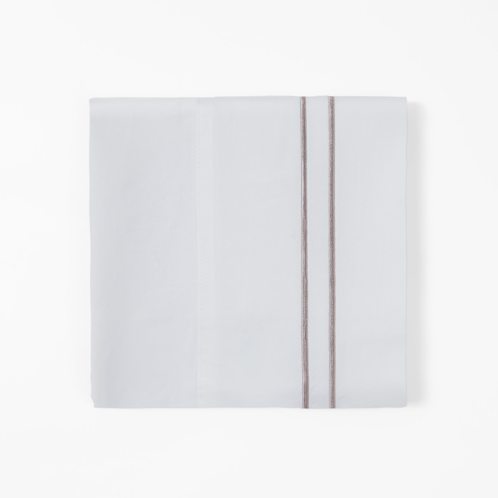 Stripe Sheet White with Embroidered Stripes 350 Thread Count Classic Modern Rustic Sheet Set, Taupe