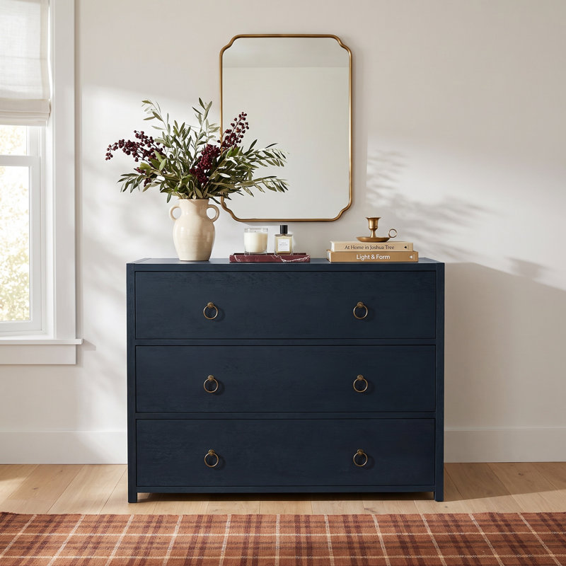 Elin Solid and Manufactured Wood 5-Drawer Dresser, Navy Blue
