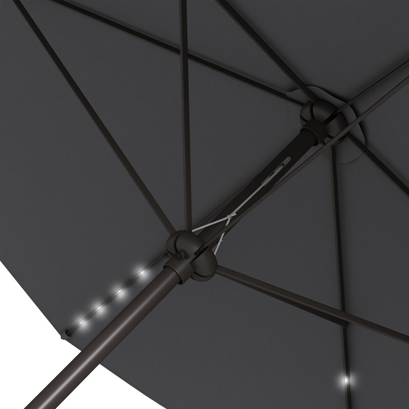 Parasol de marché 6,5 'x 10', lumières DEL, Gris foncé