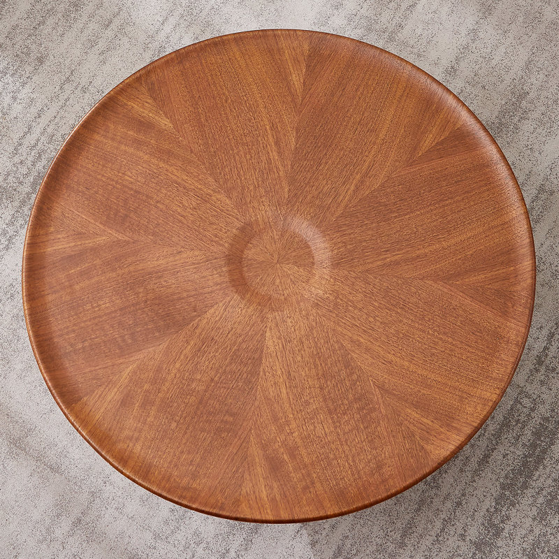 Assanti Mid-Century Modern Coffee Table Sets Round Walnut Wood Finish Nesting Coffee Table 2 Piece