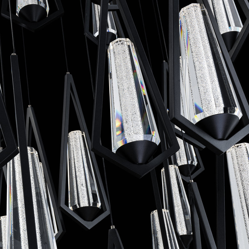 Devotion LED Pendant, 18" H x 36" W x 36" D, Black, 41 Lights