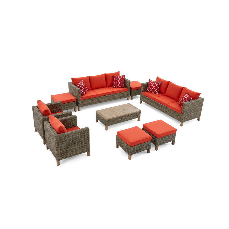 Duponta 12 - Person Patio Conversation Set with Cushions, Orange