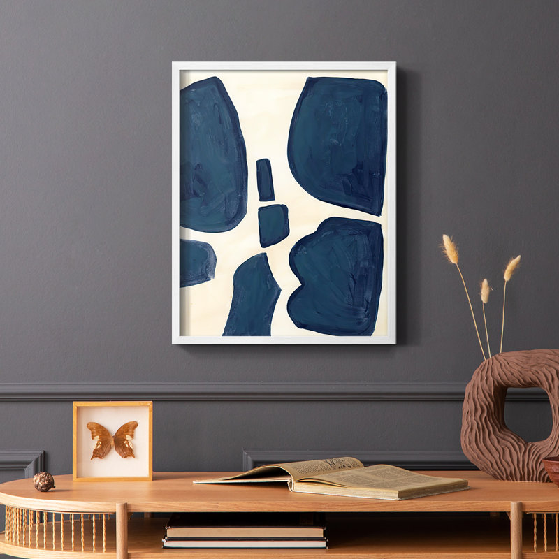 «Blue P pièces II», reproduction encadrée - bois massif, Blanc, H 14 po x l 11 po