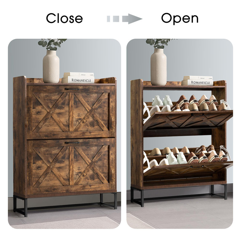 Shoe Cabinet, Brown Wood