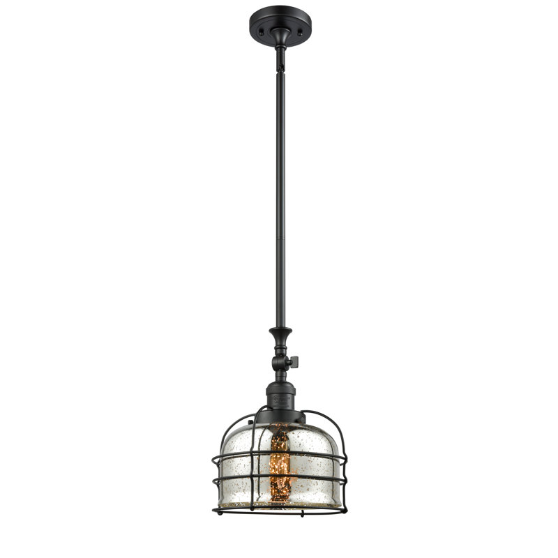 Luminaire suspendu 1 lumière Harber, Ampoule non incluse, Argent mercuré, Noir mat