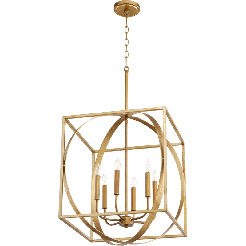 Luminaire suspendu sphère 6 lumières Iser, Feuille d'or
