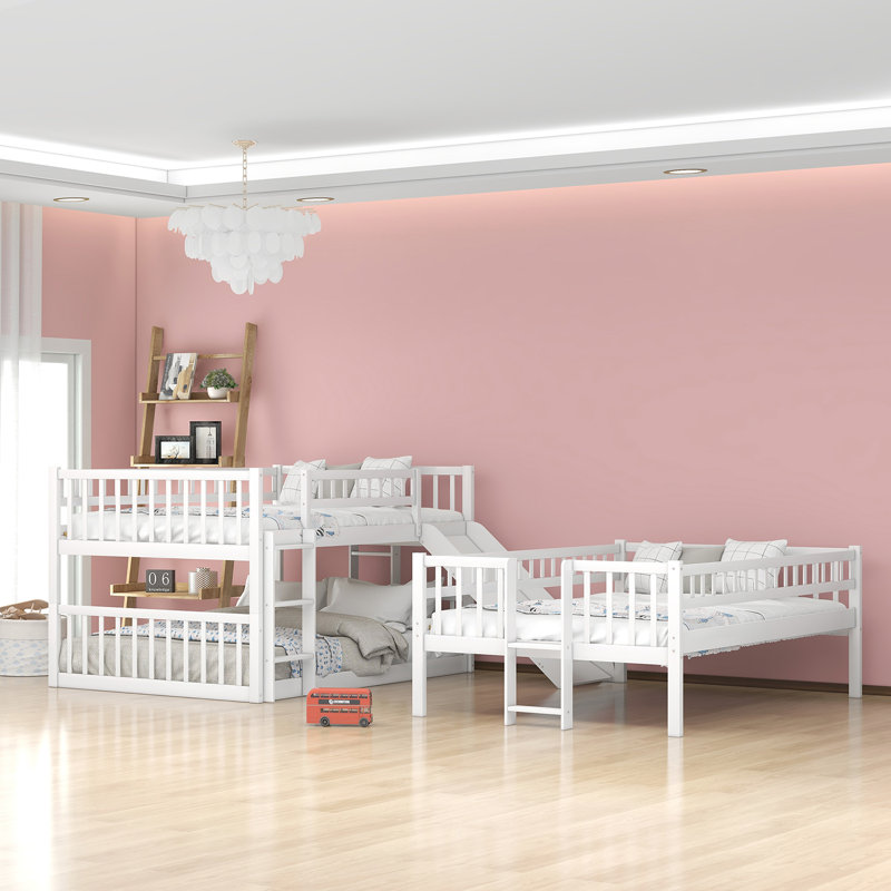 Lit superposé pour enfant Mayolet, Blanc, Double sur double sur double