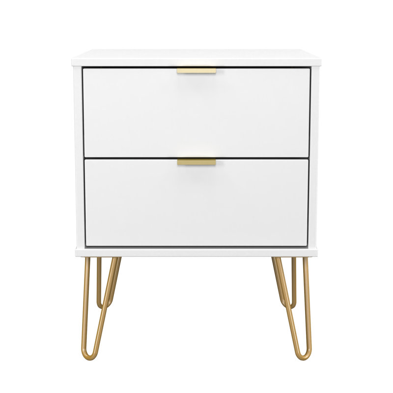 Turah 2 Drawer Bedside Cabinet (Ready Assembled), White Matt