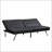 Stylish Black PVC Futon Sofa Bed With Wood Frame And Stainless Legs, Perfect For Modern And Traditional Interiors.