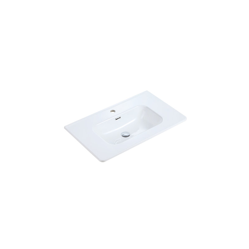 Lavabo élégant en céramique intégrée en blanc brillant - idéal pour la salle de bain et la cuisine