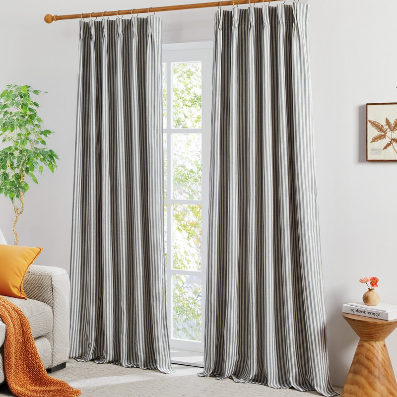 Modern Vertical Stripes Blackout Curtains (Set of 2), 39" W x 108" L, Blue