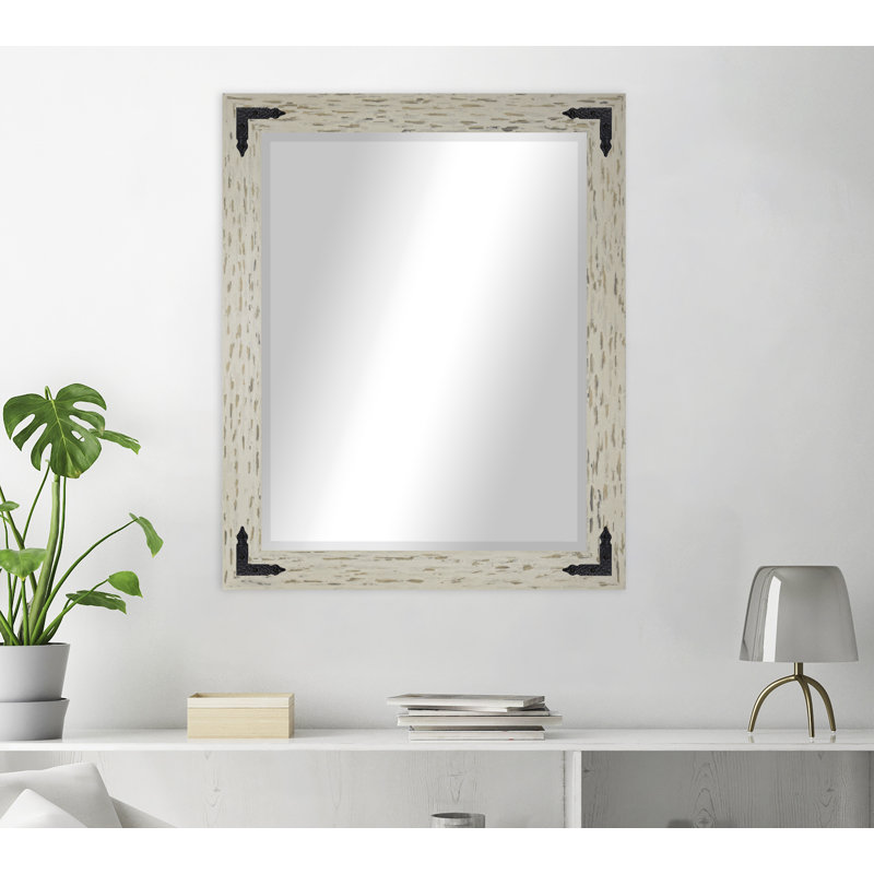 Tuohy Solid Wood Flat Wall Mirror, 41"  x 35" , Cream/Black